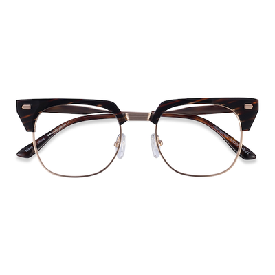 Unisex s browline Tortoise Gold Acetate,Metal Prescription eyeglasses - Eyebuydirect s Nichibotsu