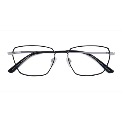 Unisex s rectangle Black Silver Titanium Prescription eyeglasses - Eyebuydirect s Eren