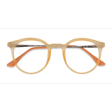 Unisex s round Matte Yellow Plastic, Metal Prescription eyeglasses - Eyebuydirect s Grin