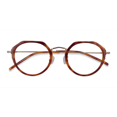 Female s geometric Tortoise Gold Acetate,Metal Prescription eyeglasses - Eyebuydirect s Claire