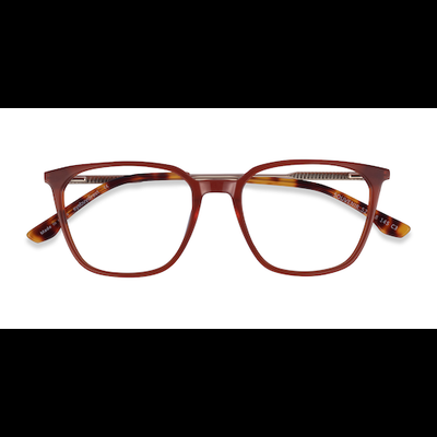 Unisex s square Terracotta Orange Light Gold Acetate,Metal Prescription eyeglasses - Eyebuydirect s Souvenir