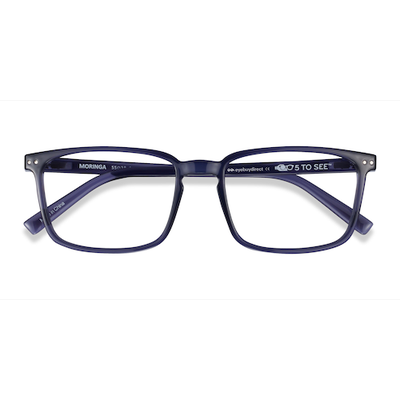 Unisex s rectangle Crystal Dark Blue Plastic Prescription eyeglasses - Eyebuydirect s Moringa