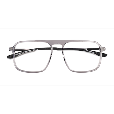 Unisex s square Crystal Gray Acetate Prescription eyeglasses - Eyebuydirect s Zip