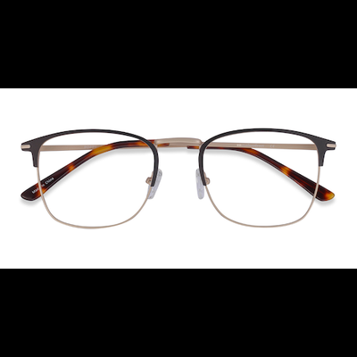 Unisex s browline Black Gold Metal Prescription eyeglasses - Eyebuydirect s Poppy