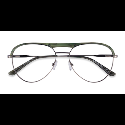 Male s aviator Green Striped & Gunmetal Acetate, Metal Prescription eyeglasses - Eyebuydirect s Mission