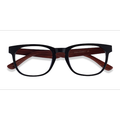 Female s rectangle Black & Red Wood Acetate,Eco Friendly,Wood Texture Prescription eyeglasses - Eyebuydirect s Tongass