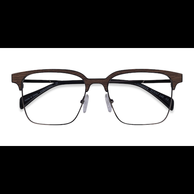 Unisex s browline Gunmetal & Wood Eco Friendly,Wood Texture,Metal Prescription eyeglasses - Eyebuydirect s Evergreen