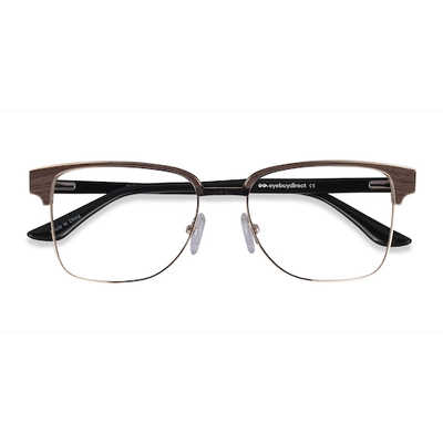 Unisex s browline Gold, Black & Dark Wood Acetate,Eco Friendly,Metal Prescription eyeglasses - Eyebuydirect s Biome