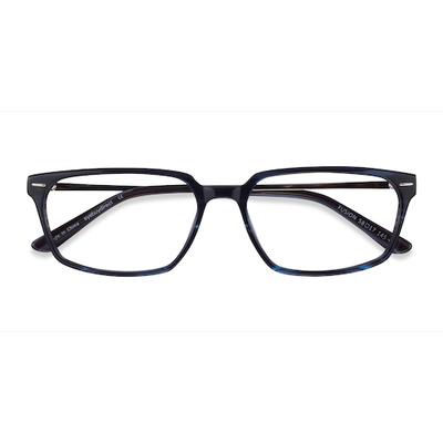Male s rectangle Blue Striped Silver Acetate,Metal Prescription eyeglasses - Eyebuydirect s Fusion