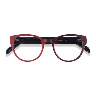 Female s round Red Acetate Prescription eyeglasses - Eyebuydirect s Sarah