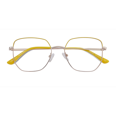 Unisex s geometric Gold Yellow Metal Prescription eyeglasses - Eyebuydirect s Milner