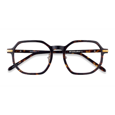 Unisex s geometric Tortoise Gold Acetate,Metal Prescription eyeglasses - Eyebuydirect s Quentin