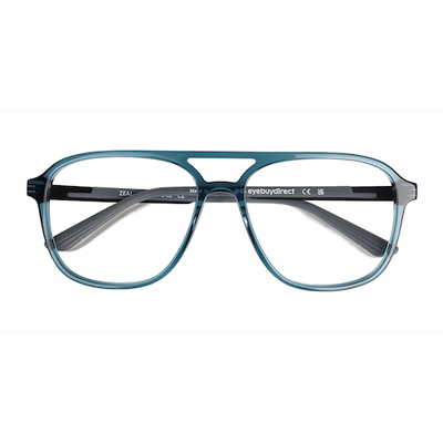 Unisex s aviator Shiny Crystal Green Acetate Prescription eyeglasses - Eyebuydirect s Zeal