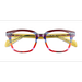 Unisex s square Red Blue Rainbow Acetate Prescription eyeglasses - Eyebuydirect s Spotlight