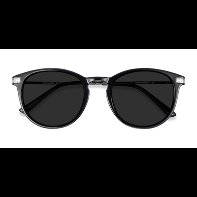 Female s round Black Silver Plastic, Metal Prescription sunglasses - Eyebuydirect s Monroe