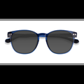 Unisex s round Shiny Crystal Blue Plastic Prescription sunglasses - Eyebuydirect s Pep