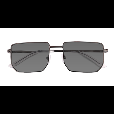 Unisex s rectangle Shiny Black Metal Prescription sunglasses - Eyebuydirect s Remix
