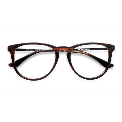 Unisex s round Brown Striped Acetate, Metal Prescription eyeglasses - Eyebuydirect s Ultraviolet