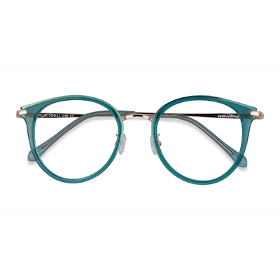 Female s round Teal Plastic, Metal Prescription eyeglasses - Eyebuydirect s Hollie