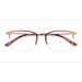 Unisex s rectangle Coffee Metal Prescription eyeglasses - Eyebuydirect s Owen