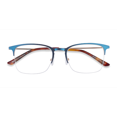 Unisex s rectangle Navy Metal Prescription eyeglasses - Eyebuydirect s Owen