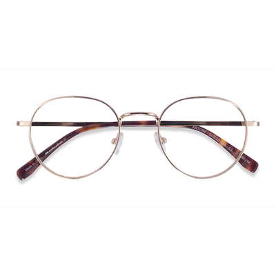 Unisex s round Gold Titanium Prescription eyeglasses - Eyebuydirect s Antone