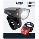 AARON - LUX Bicycle Light LED USB Light Set for Racing Bikes, E-bikes, Mountain Bikes, Trekking Bikes and Touring Bikes - Rechargeable Front & Rear Light - IPX5/4 - Waterproof, StVZO