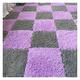 10 Pieces Interlocking Carpet Tiles, Soft Shaggy Plush Foam Mats, Fluffy Area Rugs, Anti-slip Carpet, Play Mat For Home Living Room Bedroom(Color:Purple+Grey)