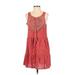 C+D+M Collection Casual Dress - A-Line Scoop Neck Sleeveless: Pink Print Dresses - Women's Size Small