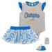 Girls Infant Heather Gray/Powder Blue Los Angeles Chargers All Dolled Up Three-Piece Bodysuit, Skirt & Booties Set