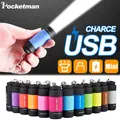 Mini lampe de poche à LED torche étanche Rechargeable par USB porte-clés lumière d'urgence