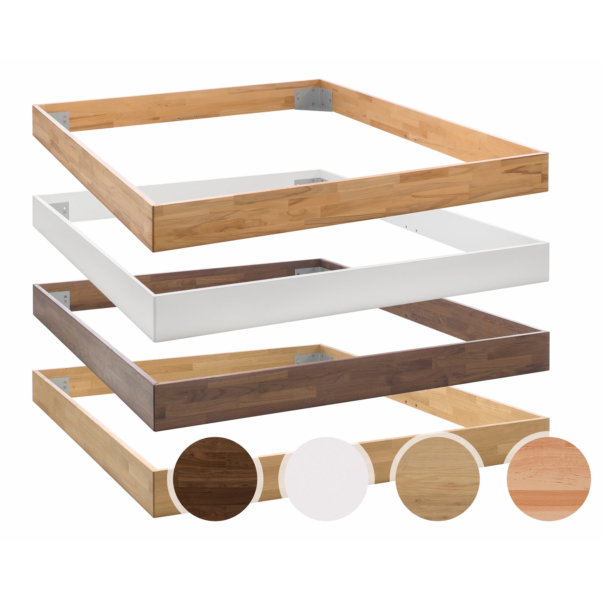 Hasena Moderno Massivholz Bettrahmen Trento 16 90x200 cm / Nussbaum, geölt