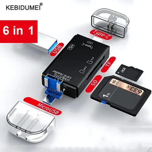 6 in 1 SD Kartenleser USB C Kartenleser USB 2 0 TF Speicher Kartenleser Typ C OTG Flash stick