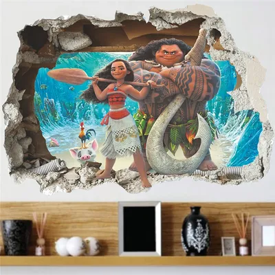 Moana Maui 3d Gebrochen Loch Wand Aufkleber Kinder Zimmer Hause Dekoration Ozean Mythologie Film