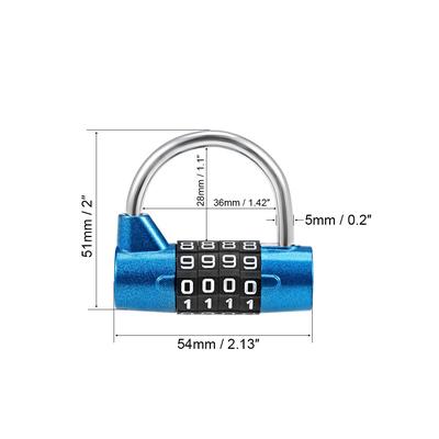 4-Digit Combination Padlock 2-inch Resettable Lock for Gate Locker Blue