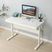 White Height Adjustable Standing Desk with Generous Workspace and Storage, Metal Drawer, and Level Adjustment System