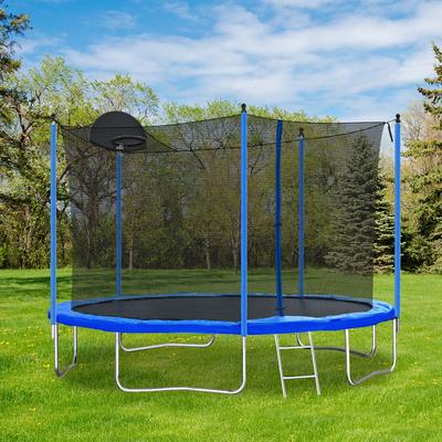 10FT trampoline with basketball hoop and 360-degree safety net