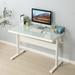 White Tempered Glass Standing Desk with Metal Drawer, Height Adjustable Sit Stand Desk, Ergonomic Workstation