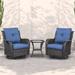 Outdoor Swivel Rocker Patio Chairs with Table Set of 2