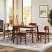 5 Pieces Dining Table Set 1 Dining Table and 4 Chairs Rustic Retro Solid RubberWood Table and Breakfast Upholstered Stools