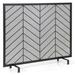 Gymax 38x31in Single Panel Fireplace Screen Solid Wrought Iron Mesh