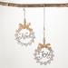 6.25"H Sullivans Wood Wreath Ornament - Set of 2, White Christmas Ornaments - 4.75"L x .5"W x 6.25"H