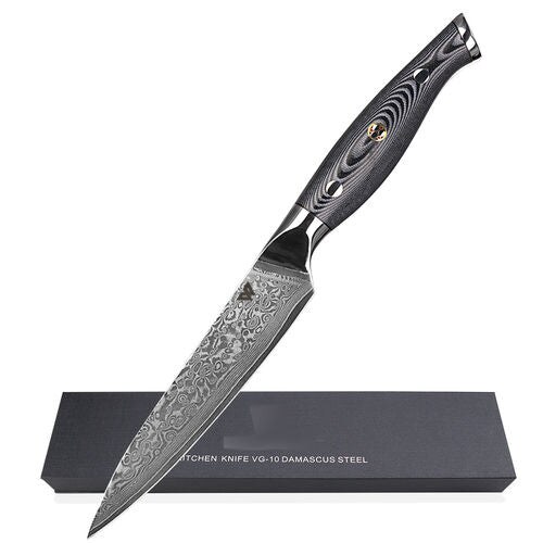 WOLFCUT - Damaskus Allzweckmesser 12,5 cm Klinge 67-lagiger Damaszenerstahl mit Geschenkbox Image