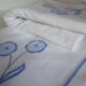 French Vintage Bed Sheet | White Bed Linen | White Cotton Sheet | Blue Flowers | Decorative Floral Top Sheet | Vintage French Bedding