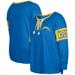 Women's New Era Powder Blue Los Angeles Chargers Plus Size Lace-Up Notch Neck Long Sleeve T-Shirt