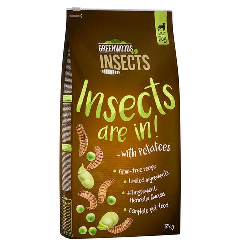 12 kg Insekten mit Kartoffeln, Erbsen und Favabohnen Greenwoods Insects Hundetrockenfutter