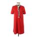 Zara Casual Dress - Shift Plunge Short sleeves: Red Solid Dresses - Women's Size Small