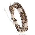 Bracelet en lin de coton tissé vintage pour hommes bracelet marron réglable simple bracelet de