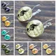 Music Note Silver Color Earrings Simple Style Violin Notes Hoop Earing Glass Cabochon Jewelry Ear