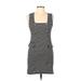 Monteau Casual Dress: Black Stripes Dresses - Women's Size Large